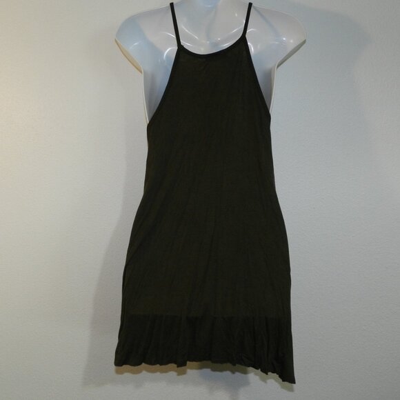 Urban Episode spaghetti strap racer back loose fit flowy tank top, olive green - Picture 4 of 4